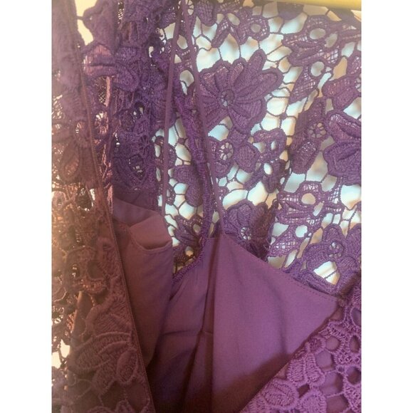 DONNA MORGAN Purple All-Over Floral Lace Sheath Dress Special‎ Occasion Sz 12 - Picture 9 of 12